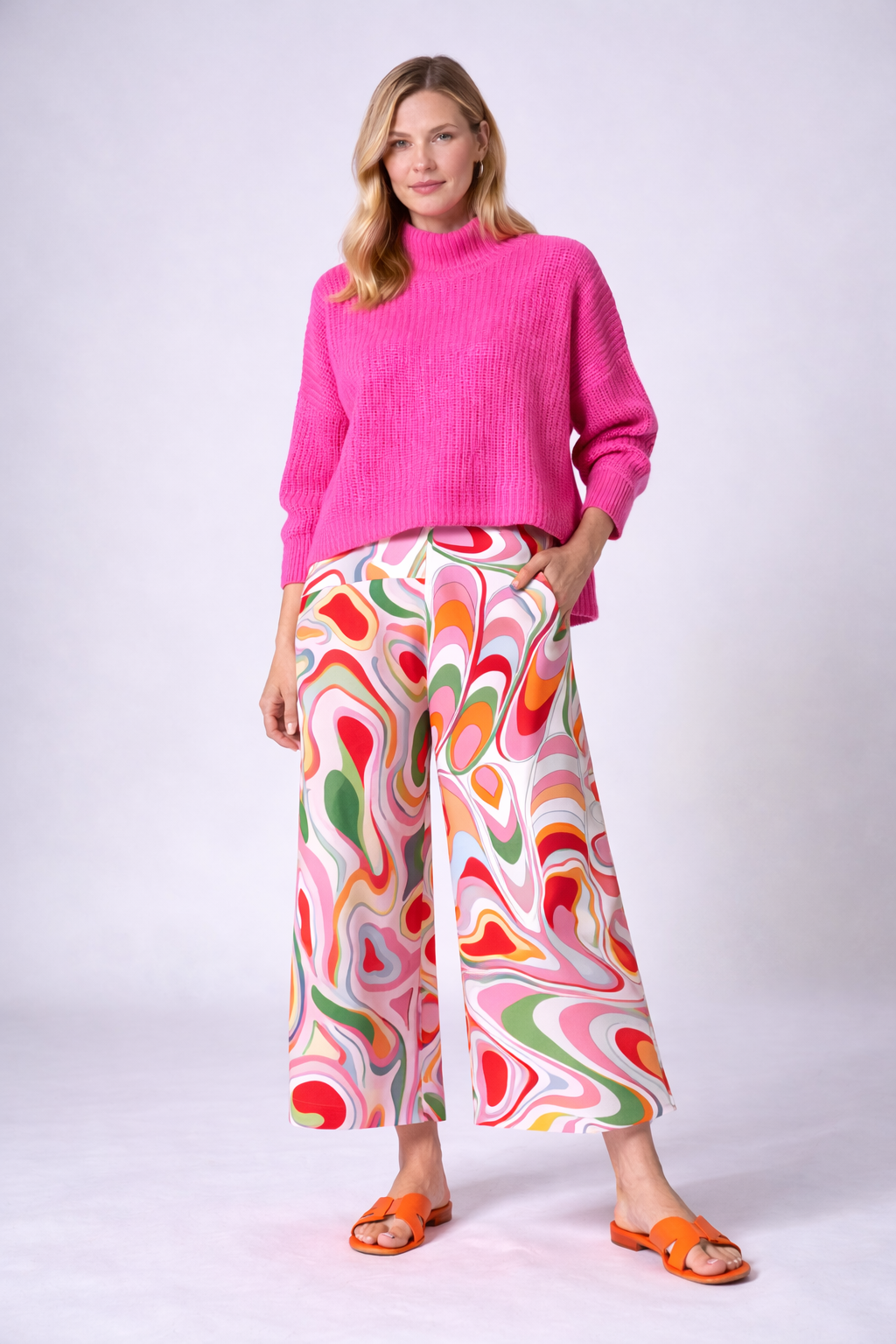 Boxy Cashmerepullover mit Turtleneck in 3 Knallfarben