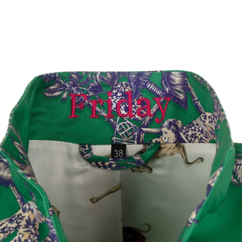 MAIDEN LANE Long-Blazer HADELYN grün-lila Toile de Jouy