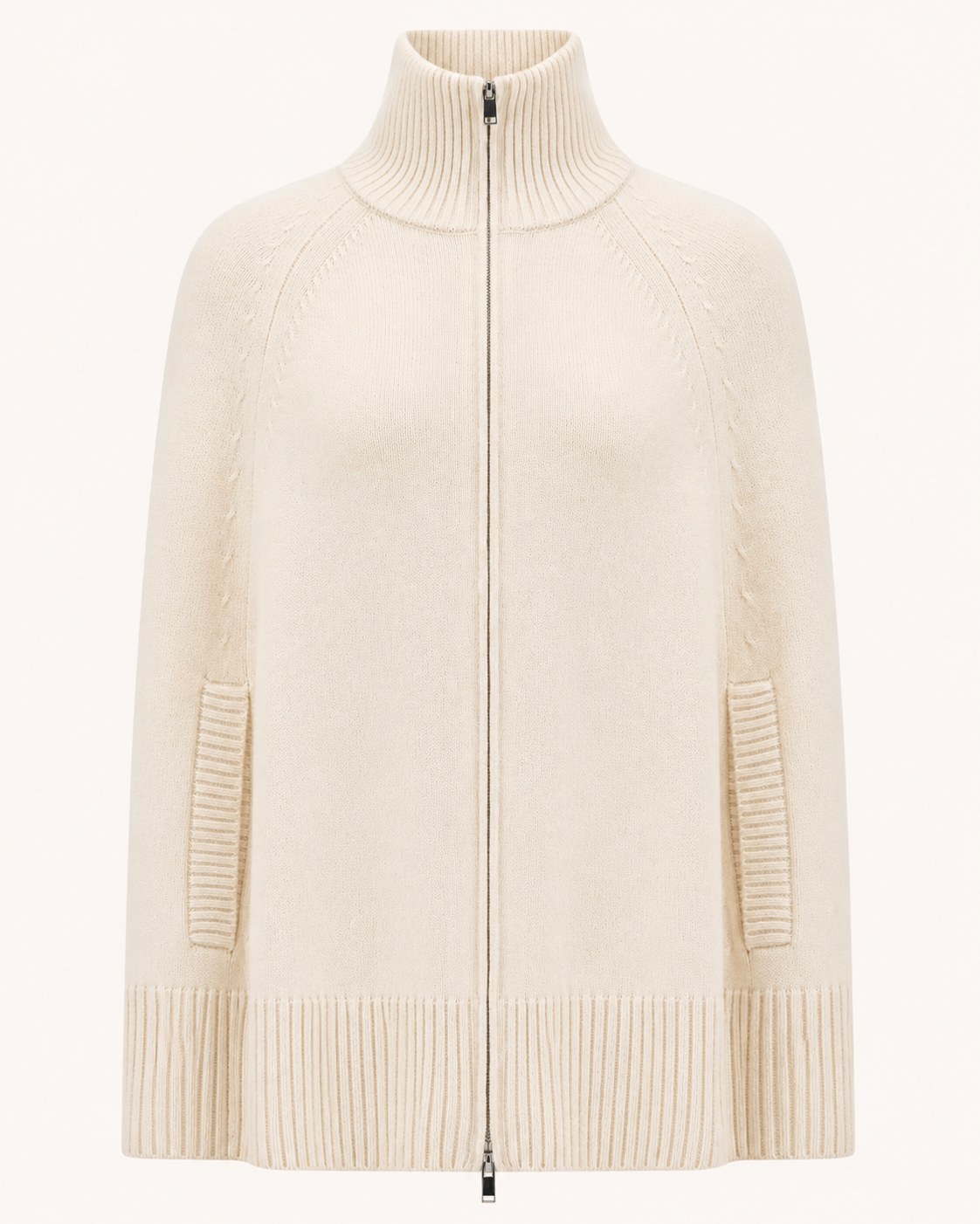 Poncho-Cardigan aus Merino-Cashmere mit Zipper MARLEN