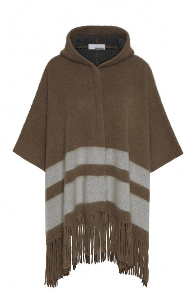 SEMPERLEI- CAPE mit Fransen und Reißverschluss