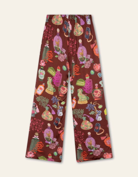 PORELI gemusterte Statement-Hose Viskose "Parfum-Print"