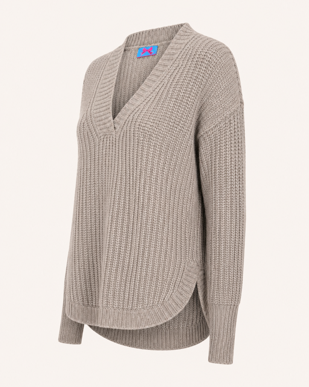 Oversized Cashmere-Pullover mit V-Neck und abgerundetem Saum