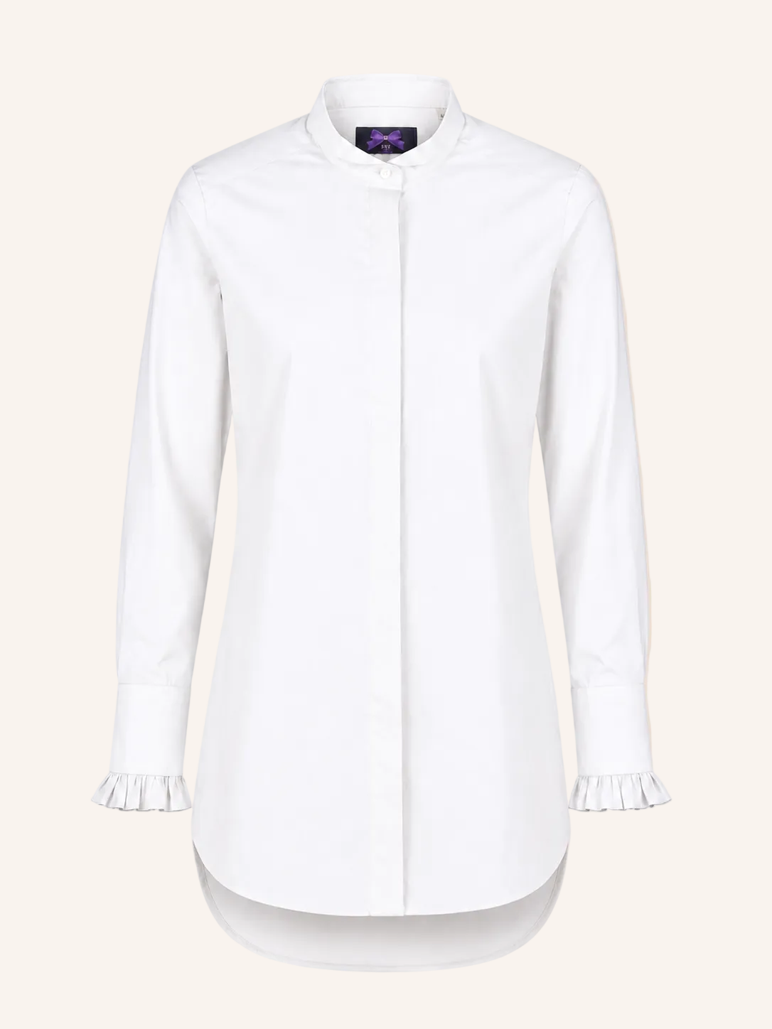 Stretch-Longbluse mit raffiniertem Bubikragen und Manschetten