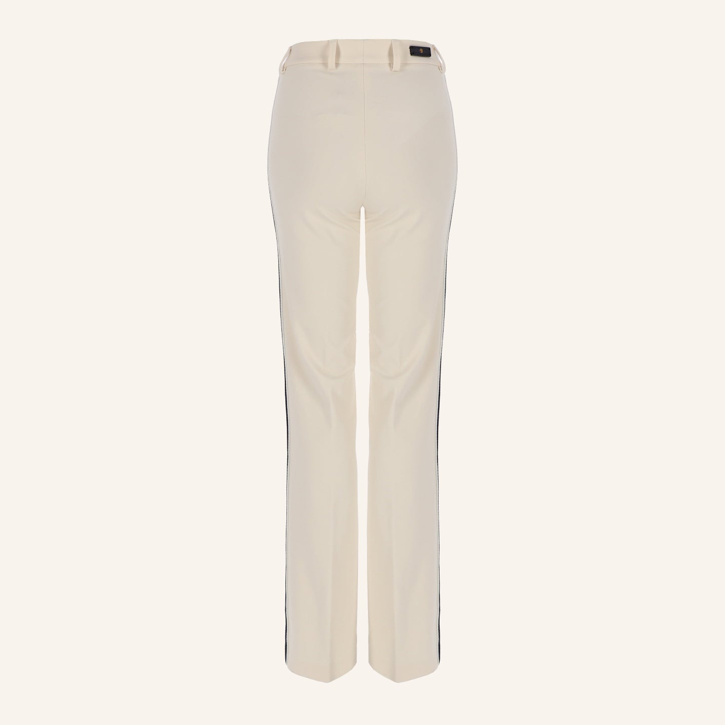 Kick-Flared Jerseyhose Ivy mit hohem Bund und Galonstreifen ecru & marine