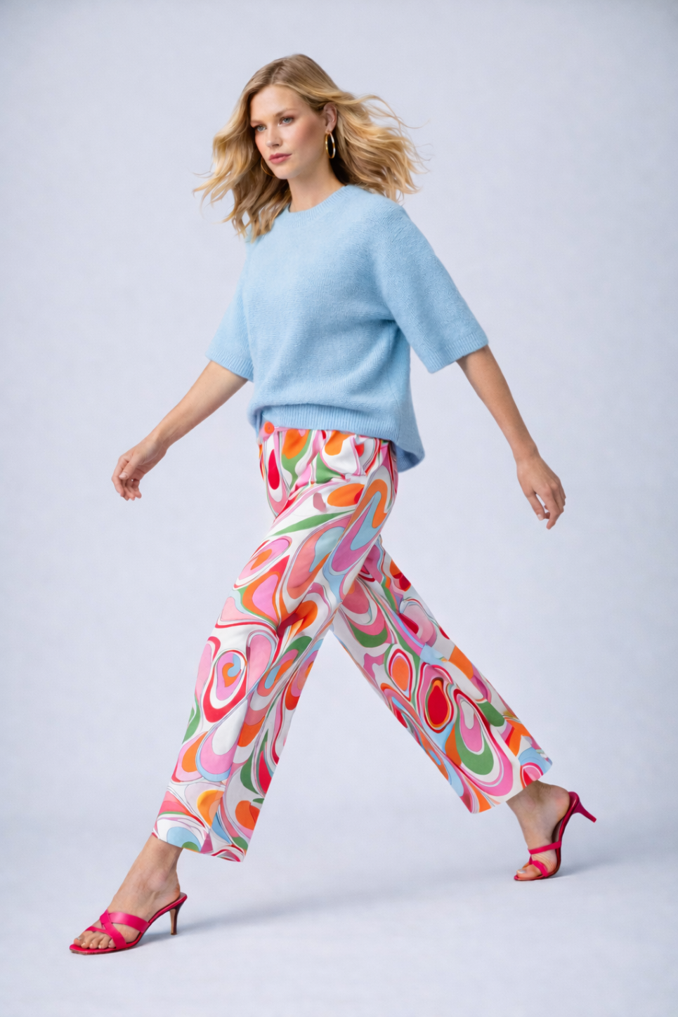 Superstretch 7/8-Tuchhose mit Pucci-Druck weiter Schnitt