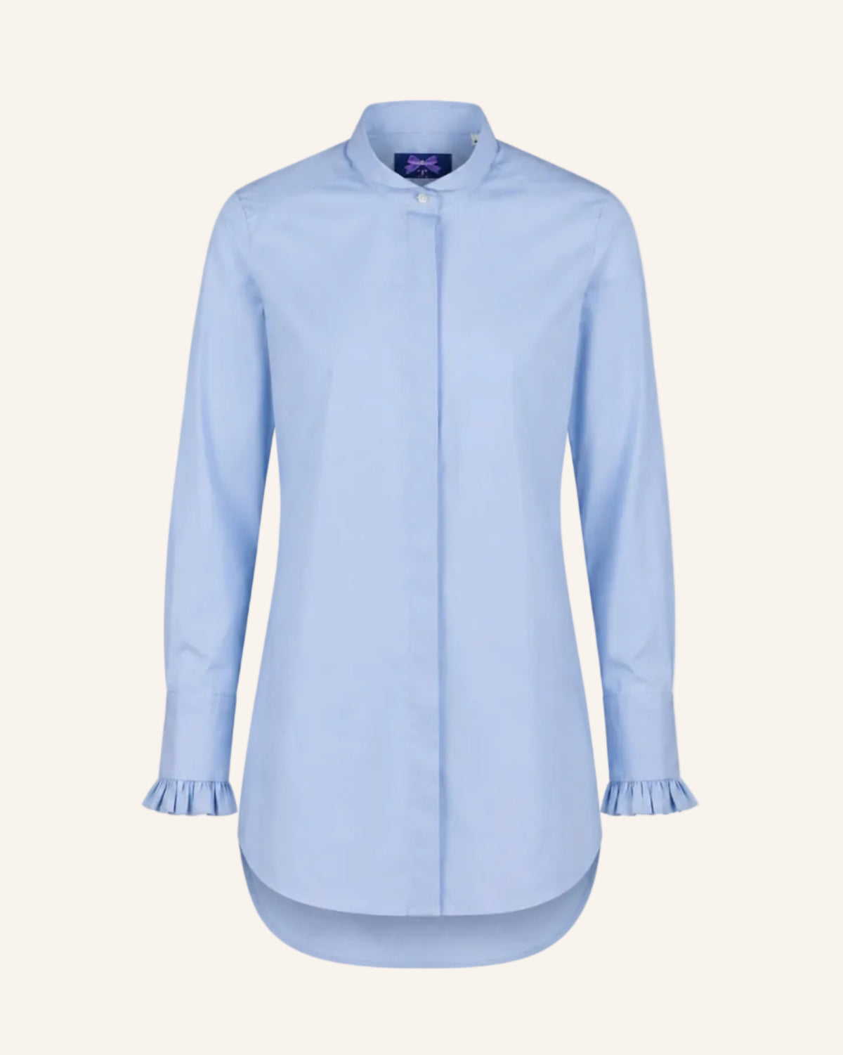 Stretch-Longbluse mit raffiniertem Bubikragen und Manschetten