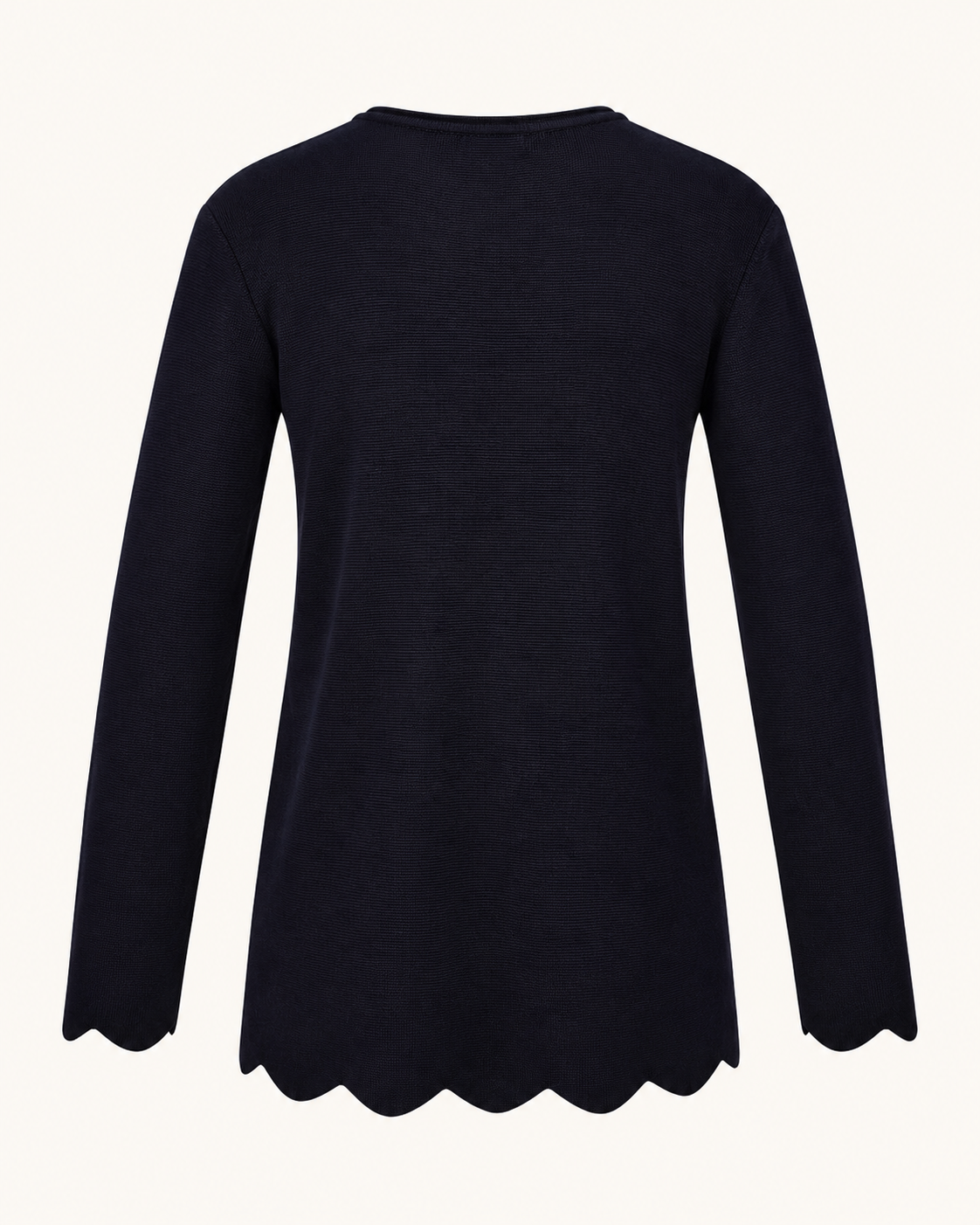 Merino-Longpullover MIA mit Wellensaum/Bogenkante in 4 Farben
