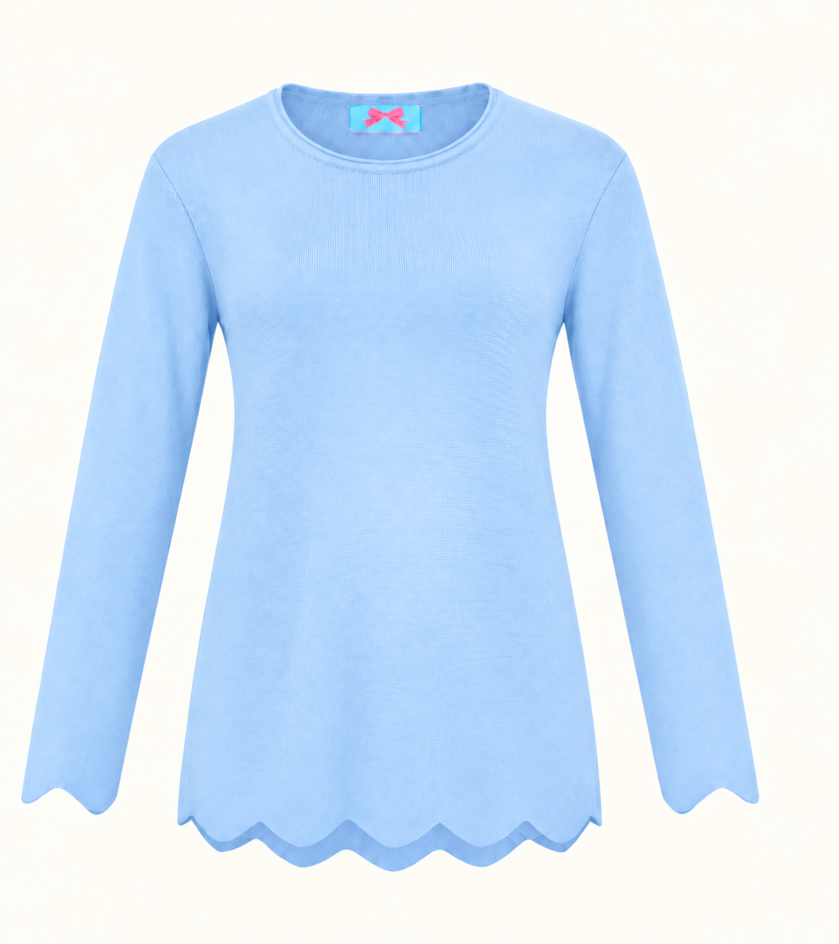 Merino-Longpullover MIA mit Wellensaum/Bogenkante in 4 Farben