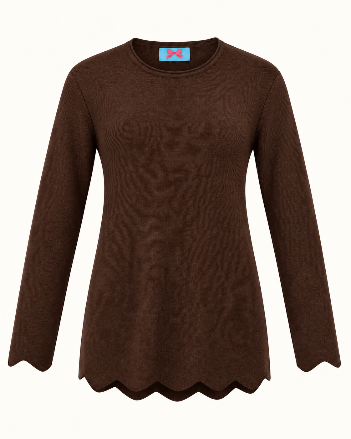 Merino-Longpullover MIA mit Wellensaum/Bogenkante in 4 Farben