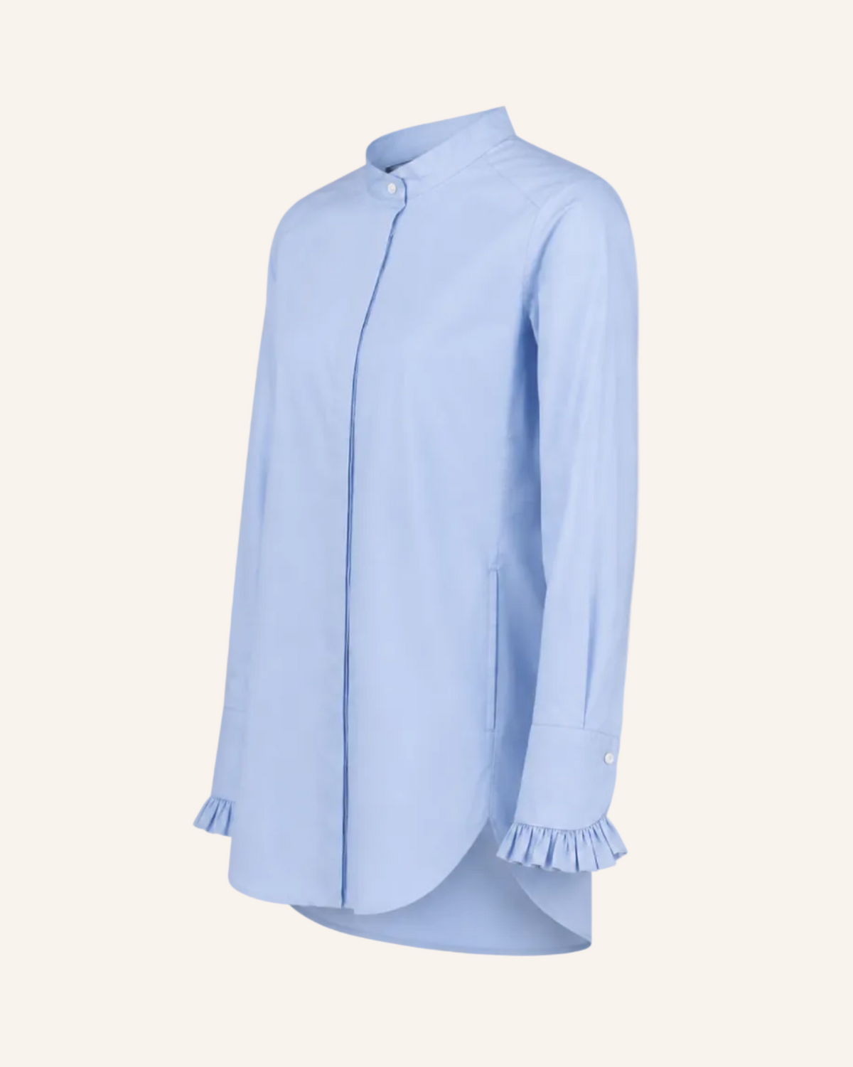 Stretch-Longbluse mit raffiniertem Bubikragen und Manschetten