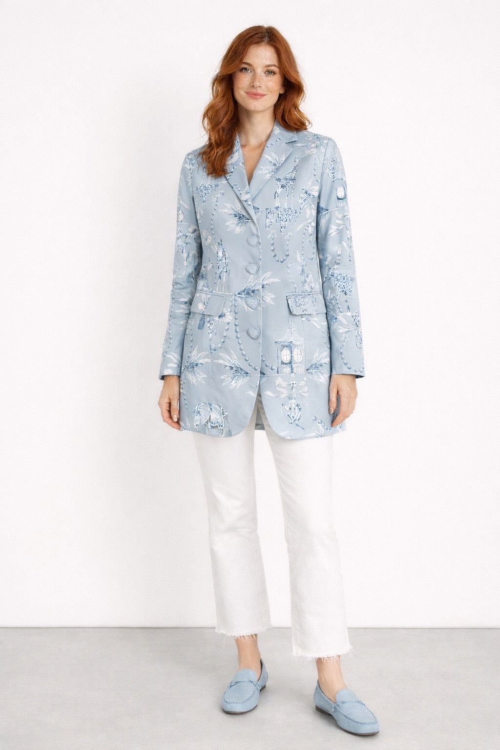 Longblazer HASTINGS hellblau gemustert