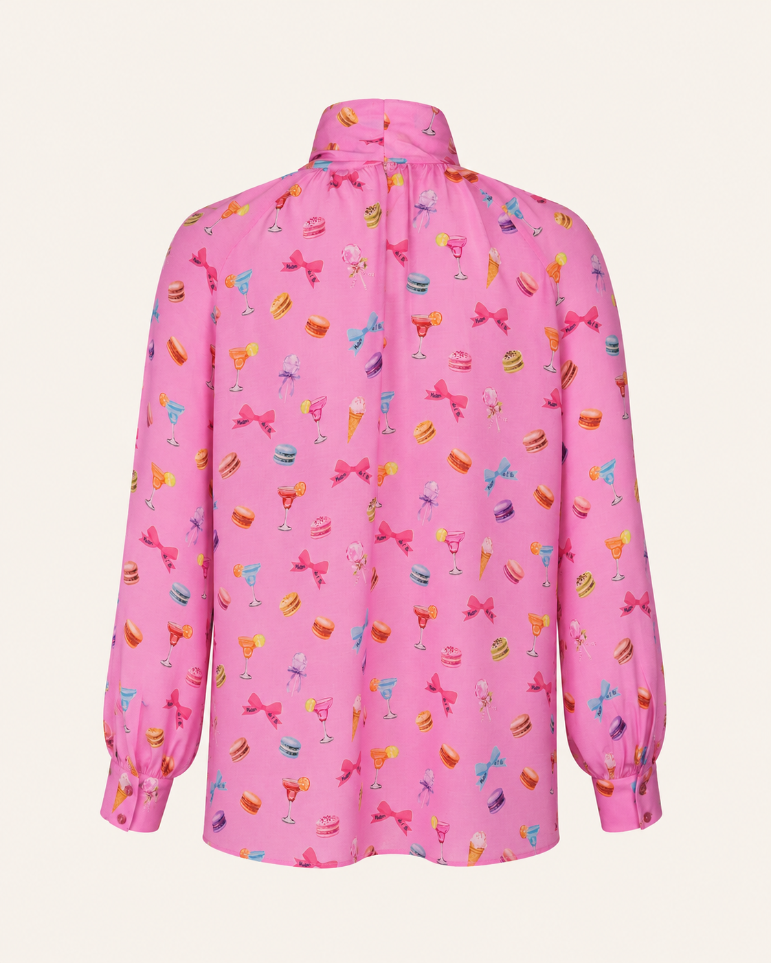Schluppenbluse mit Macarons-Print DORA