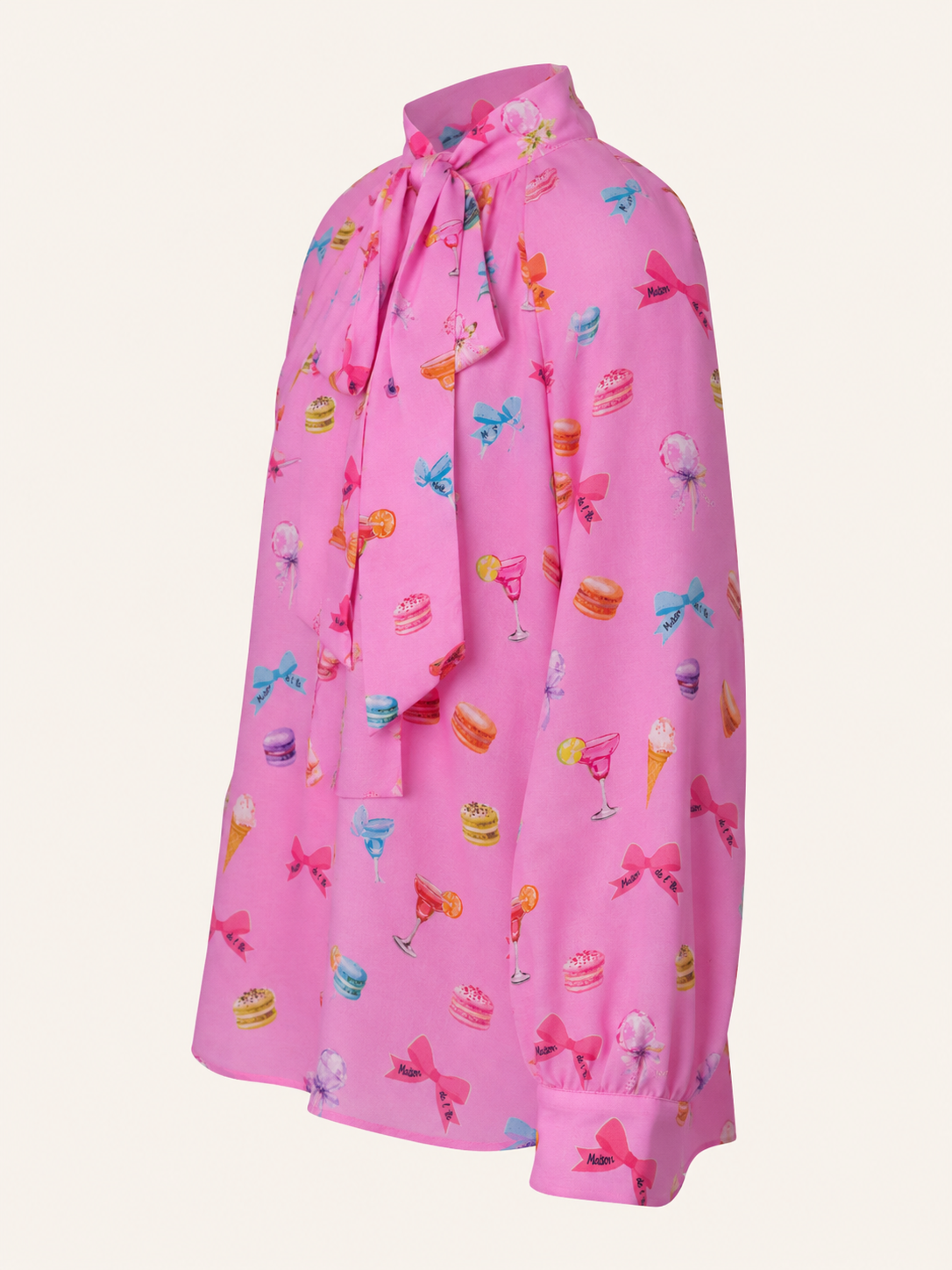 Schluppenbluse mit Macarons-Print DORA
