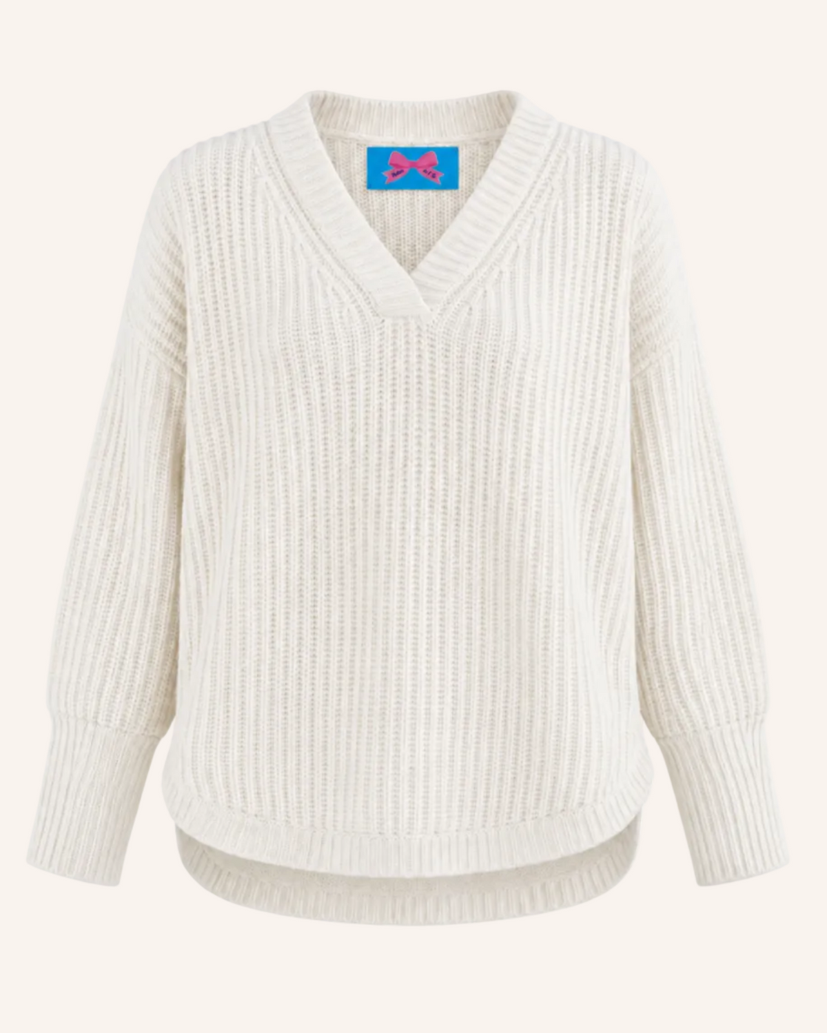 Oversized Cashmere-Pullover mit V-Neck und abgerundetem Saum