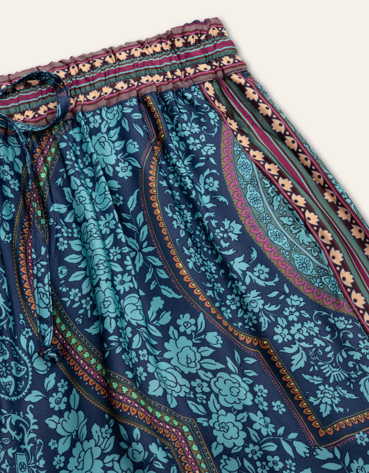 PINA weite Viskose-Hose "ORNAMENTAL BAROQUE" petrol