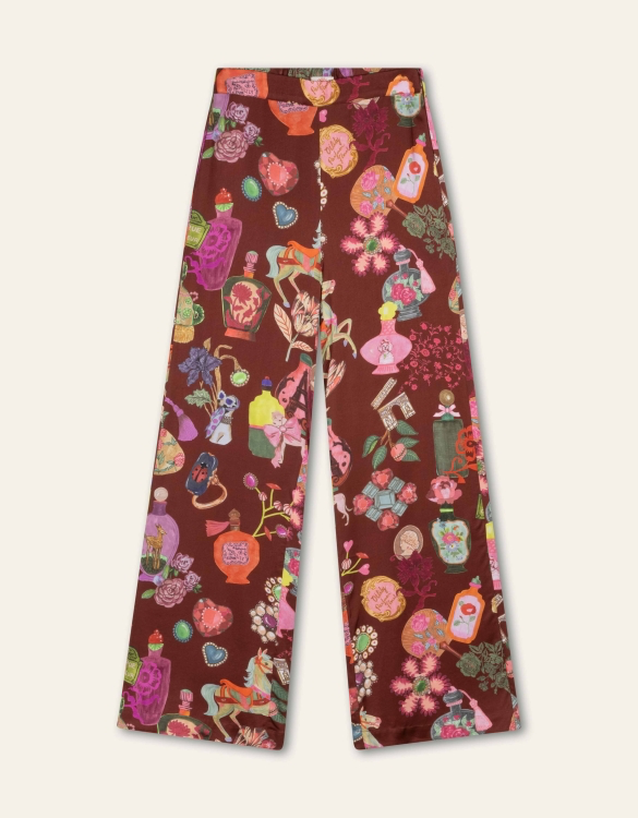 PORELI gemusterte Statement-Hose Viskose "Parfum-Print"