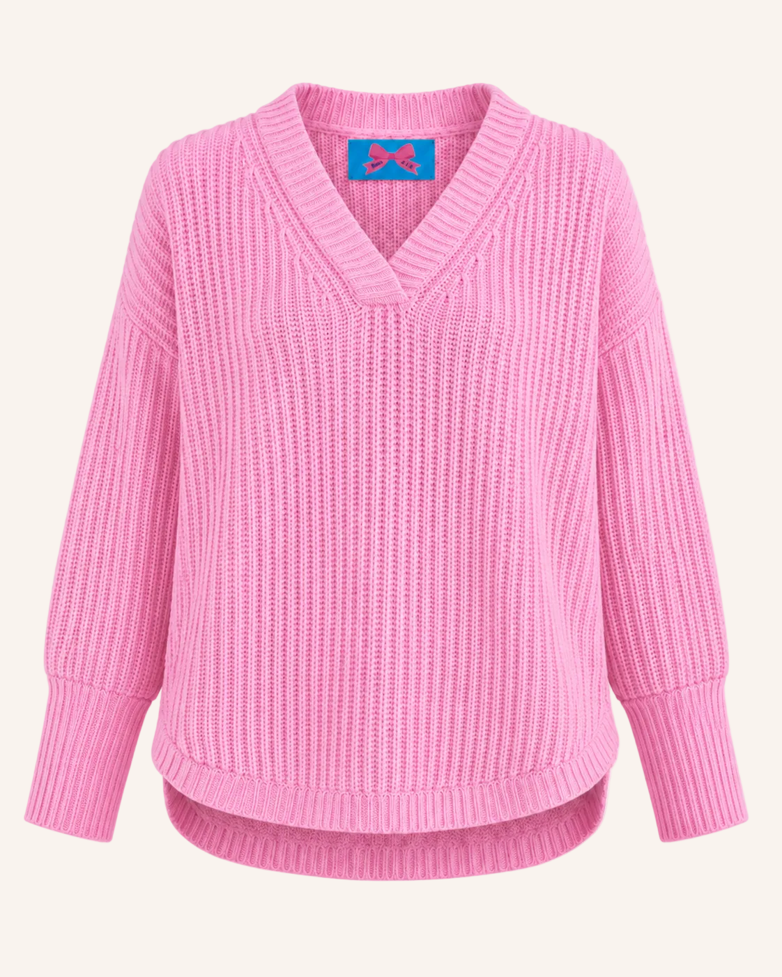Oversized Cashmere-Pullover mit V-Neck und abgerundetem Saum