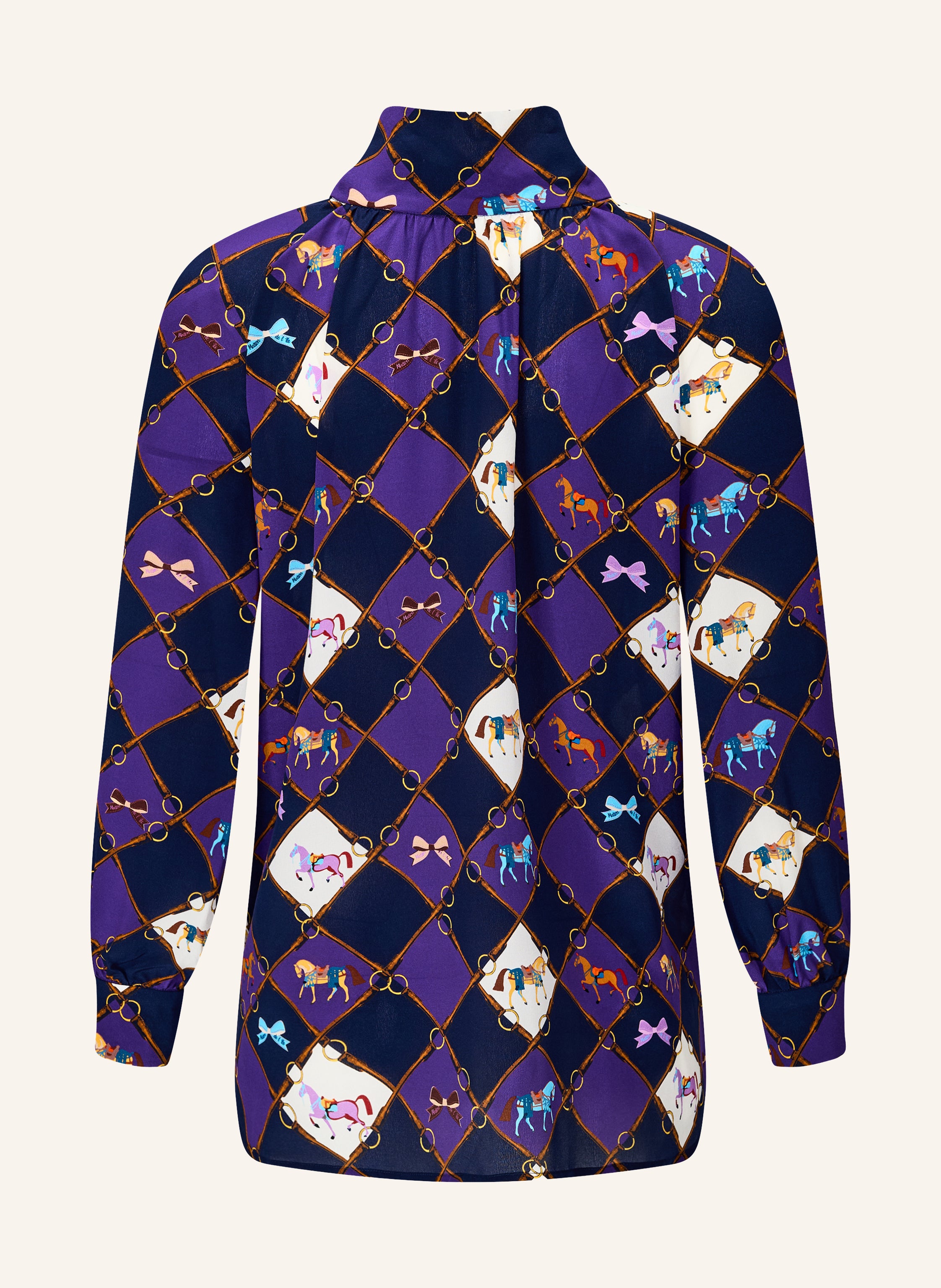 Seidenbluse "Horsebit" mit Schluppe DORA purple navy