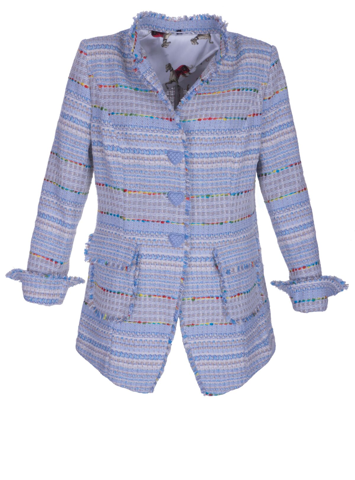 MAIDEN LANE Sommer-Bouclé Longblazer jeansblau