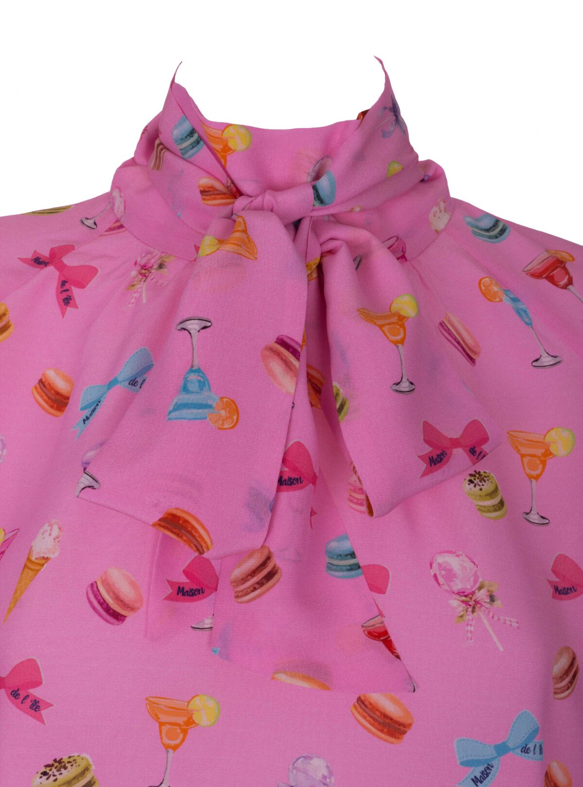 Schluppenbluse mit Macarons-Print – Maison de l’île