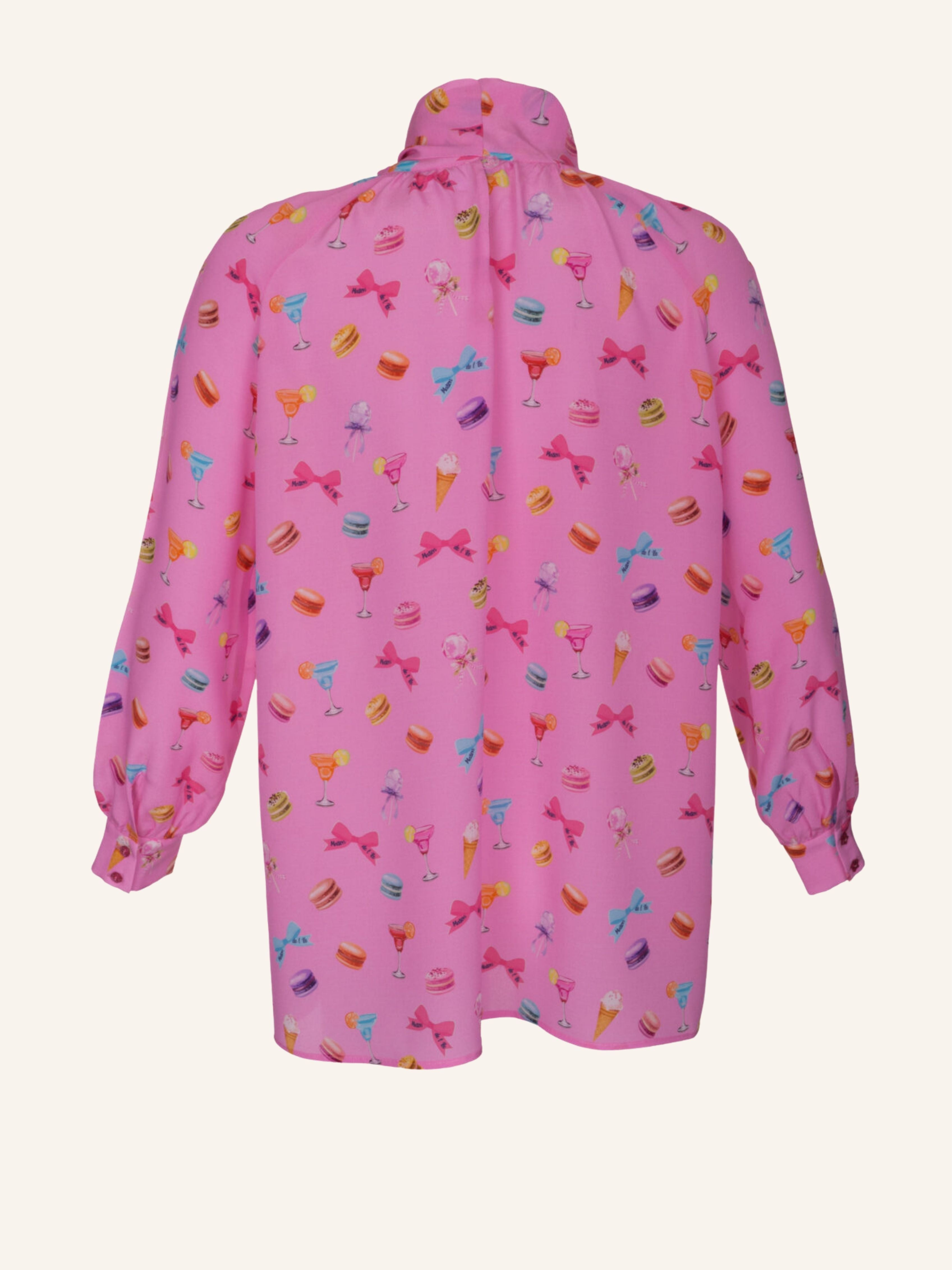 Schluppenbluse mit Macarons-Print – Maison de l’île