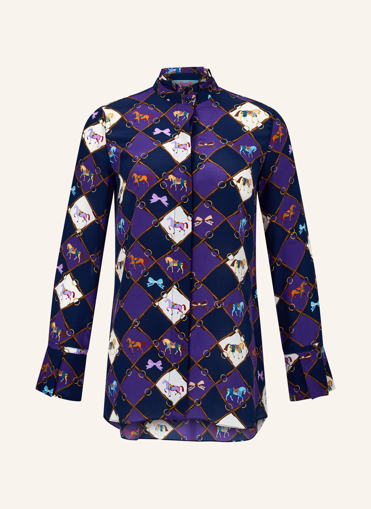 MAVIE – Seiden-Tunika Bluse Horsebit Print