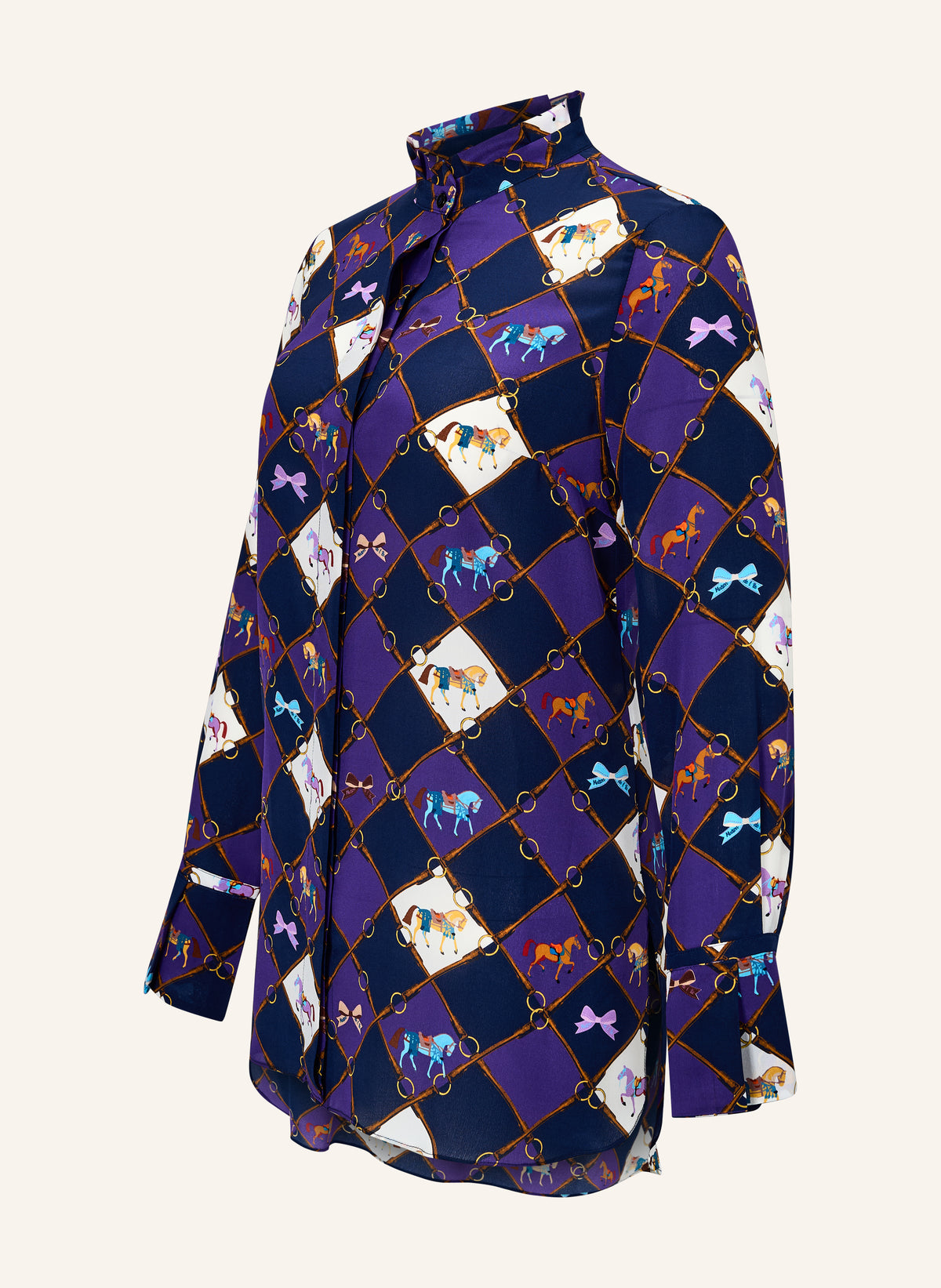 MAVIE – Seiden-Tunika Bluse Horsebit Print