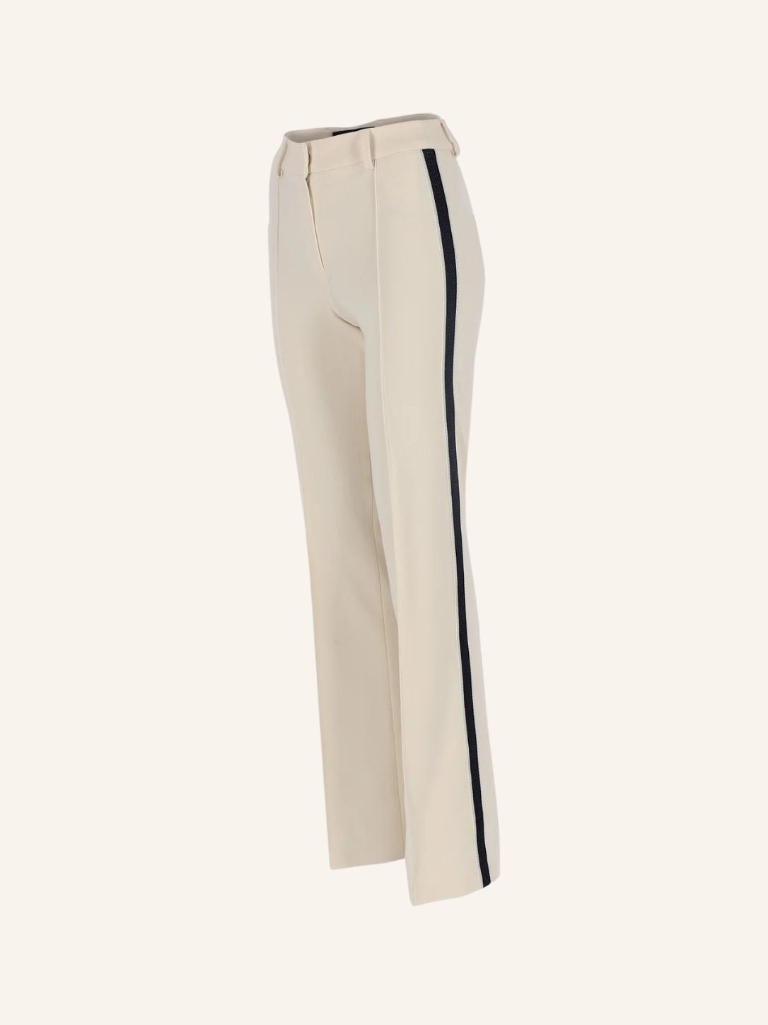 Kick-Flared Jerseyhose Ivy mit hohem Bund und Galonstreifen ecru & marine