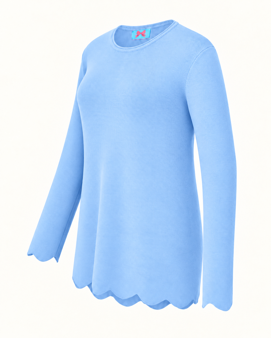 Merino-Longpullover MIA mit Wellensaum/Bogenkante in 4 Farben