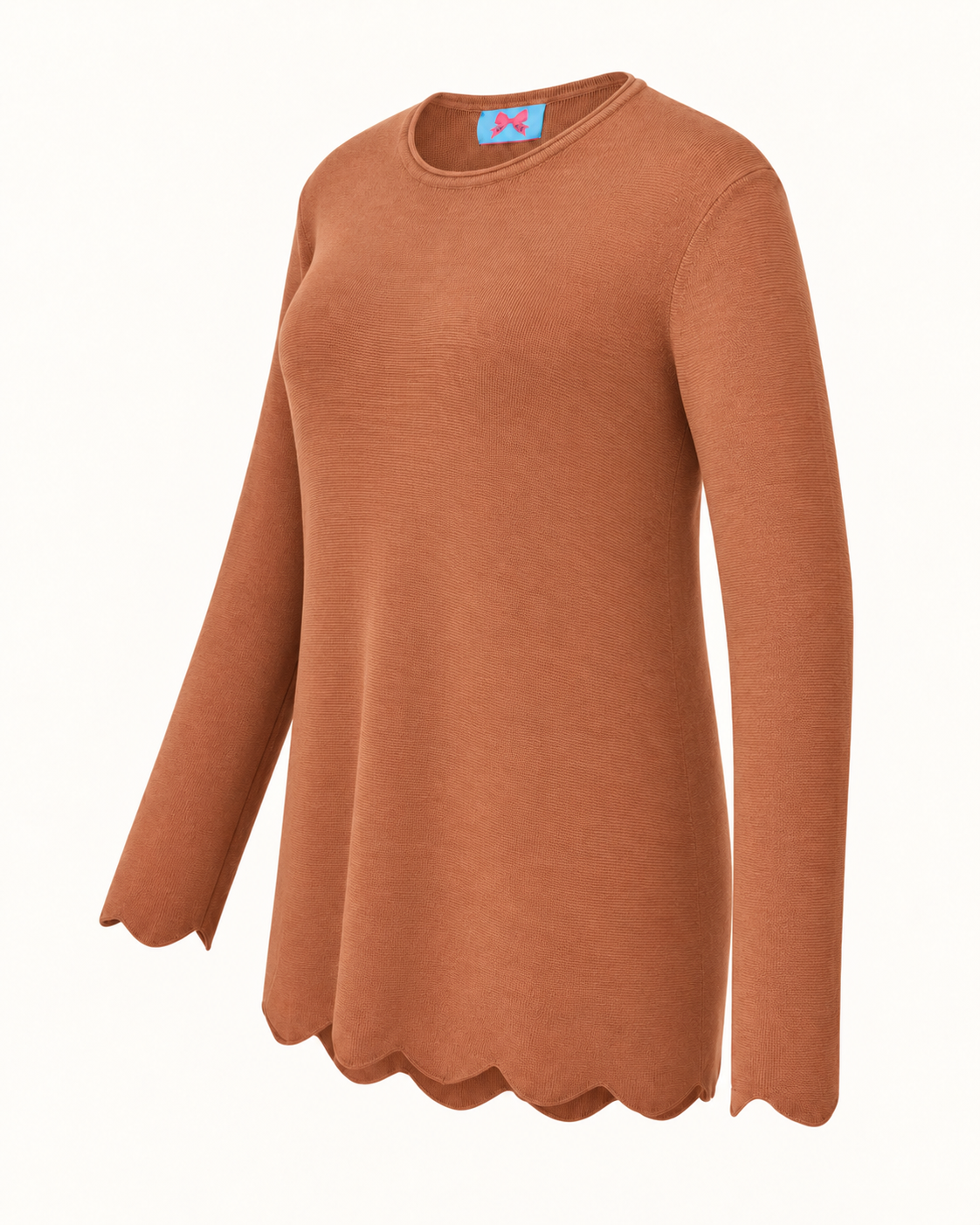 Merino-Longpullover MIA mit Wellensaum/Bogenkante in 4 Farben