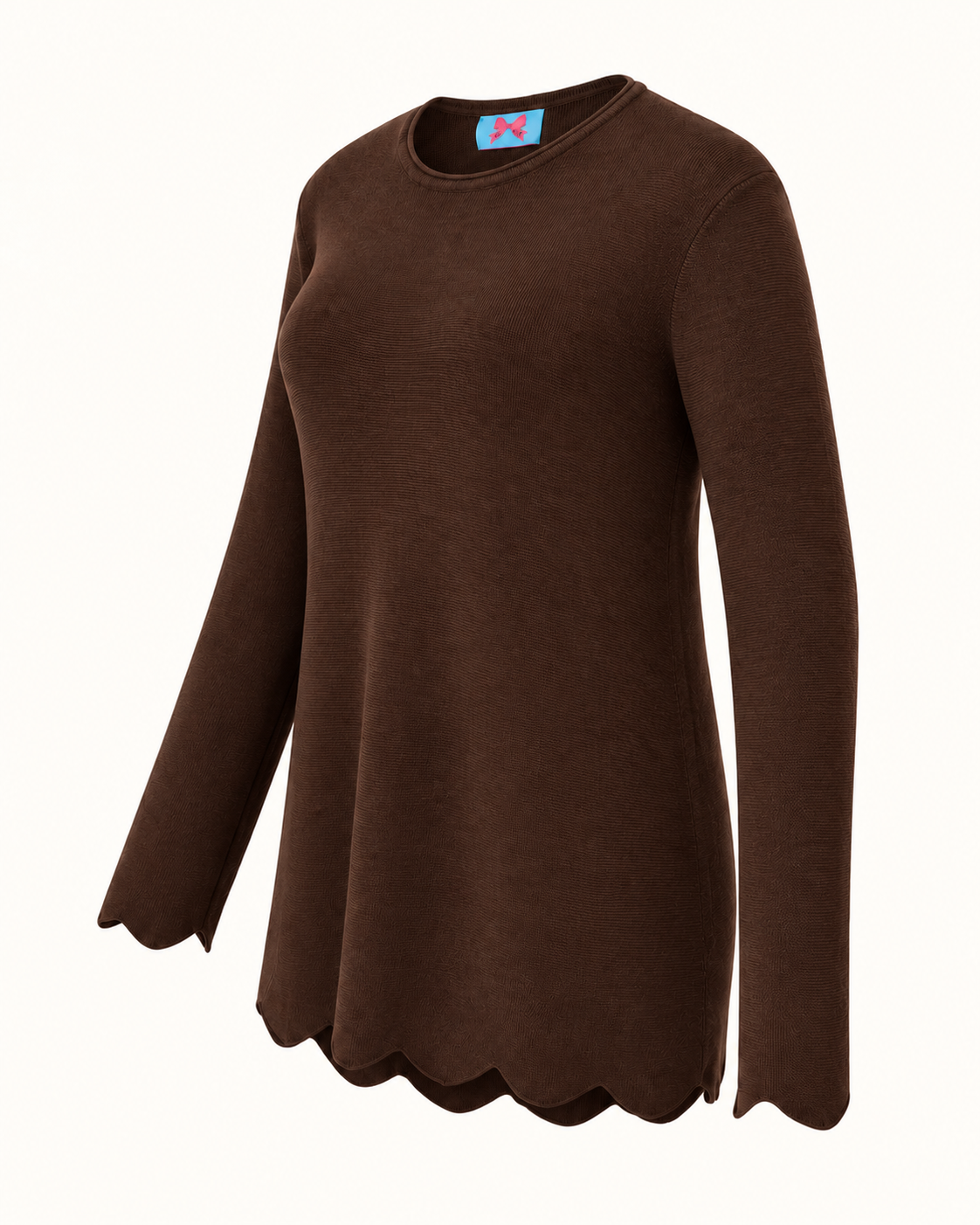 Merino-Longpullover MIA mit Wellensaum/Bogenkante in 4 Farben