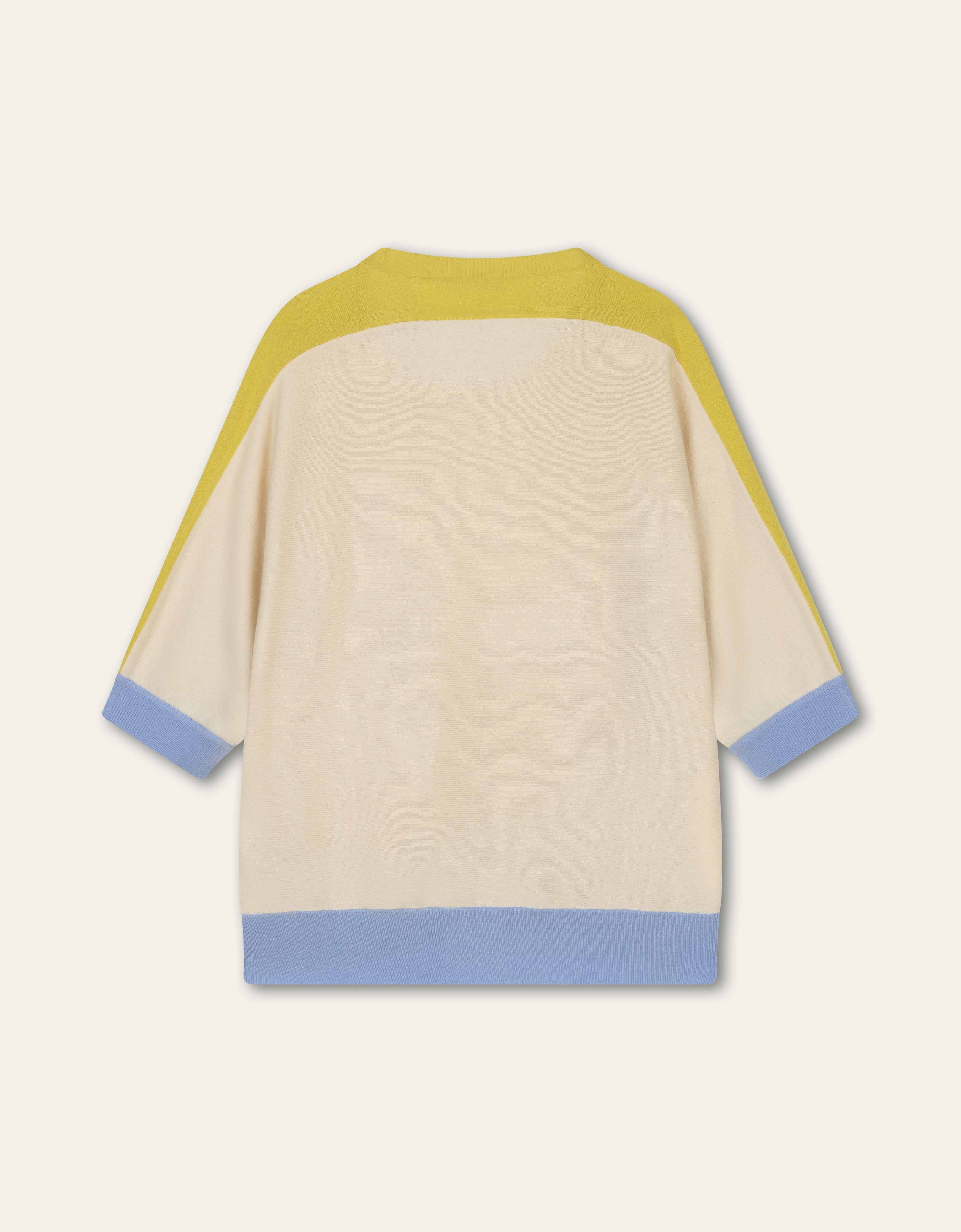 Kurzarm Pullover tri-colore mit Cashmere