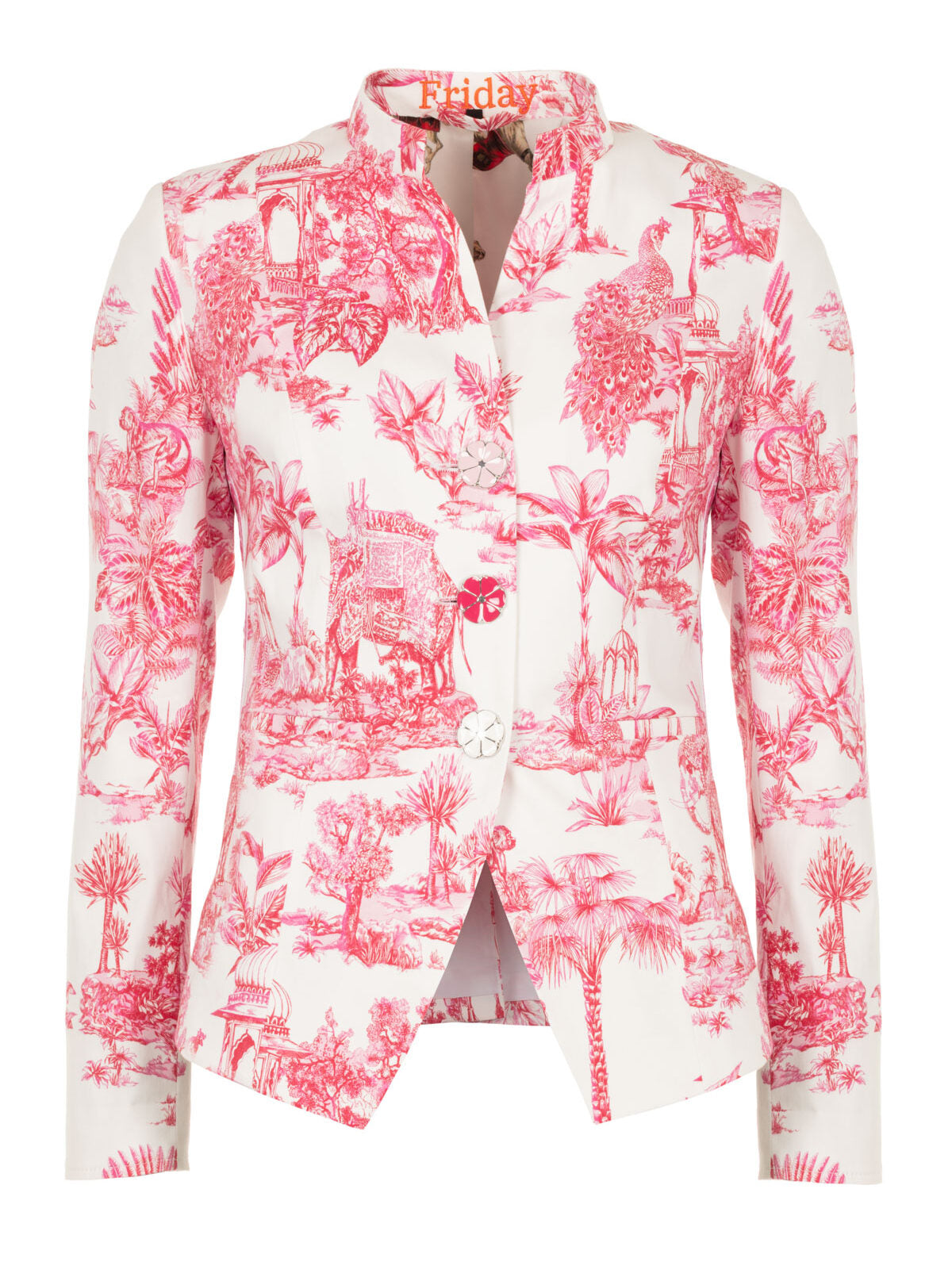 MAIDEN LANE- Blazer GABY Toile de Jouy rot-weiß