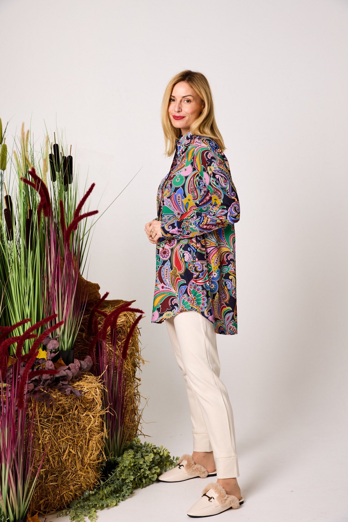 Longbluse aus reiner Baumwolle PAISLEY