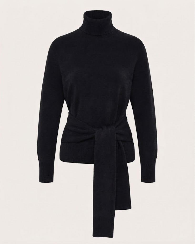 Taillierter Rollkragen-Pullover mit "Cacheur"
