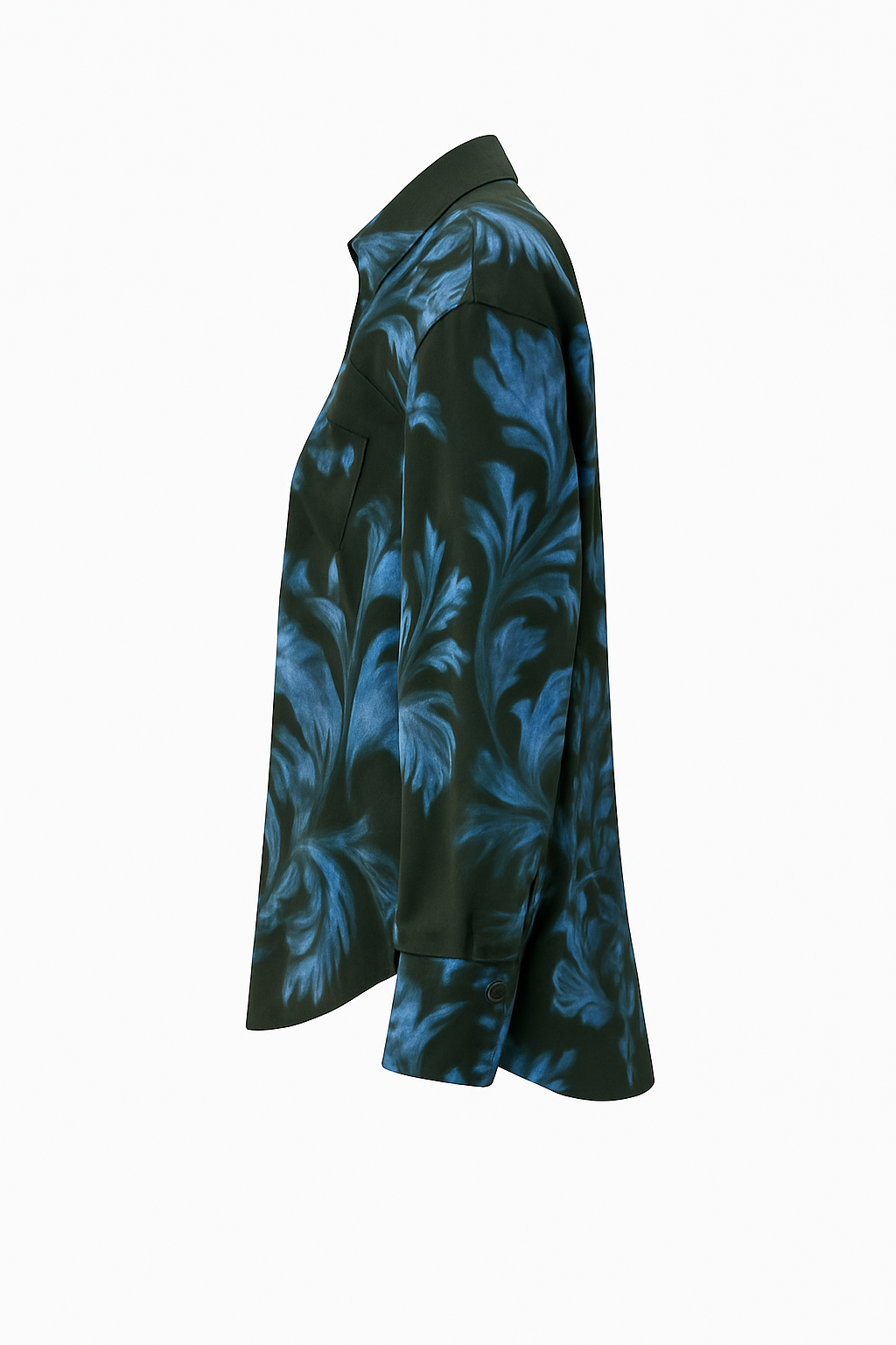 Seiden-Oversizebluse FLORAL oliv-petrol