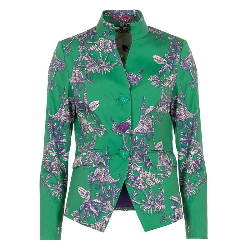 MAIDEN LANE Blazer HADELYN grün-lila Toile de Jouy