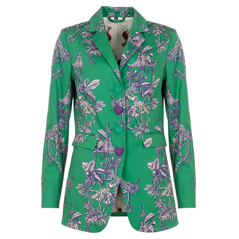 MAIDEN LANE Long-Blazer HADELYN grün-lila Toile de Jouy