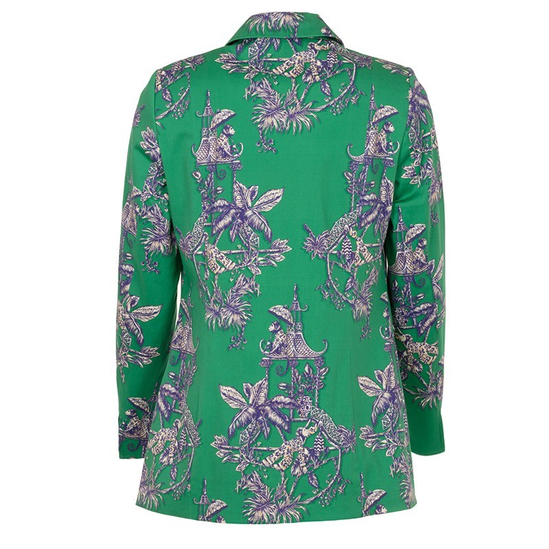 MAIDEN LANE Long-Blazer HADELYN grün-lila Toile de Jouy