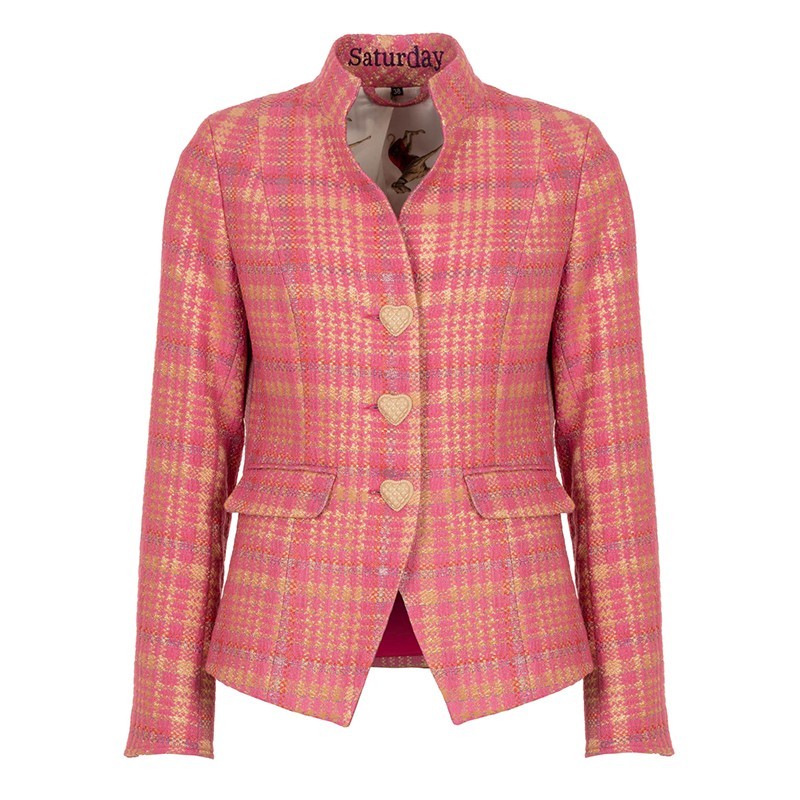 HILLARY Blazer – Rosa Jacquard Blazer mit Lurexdetails