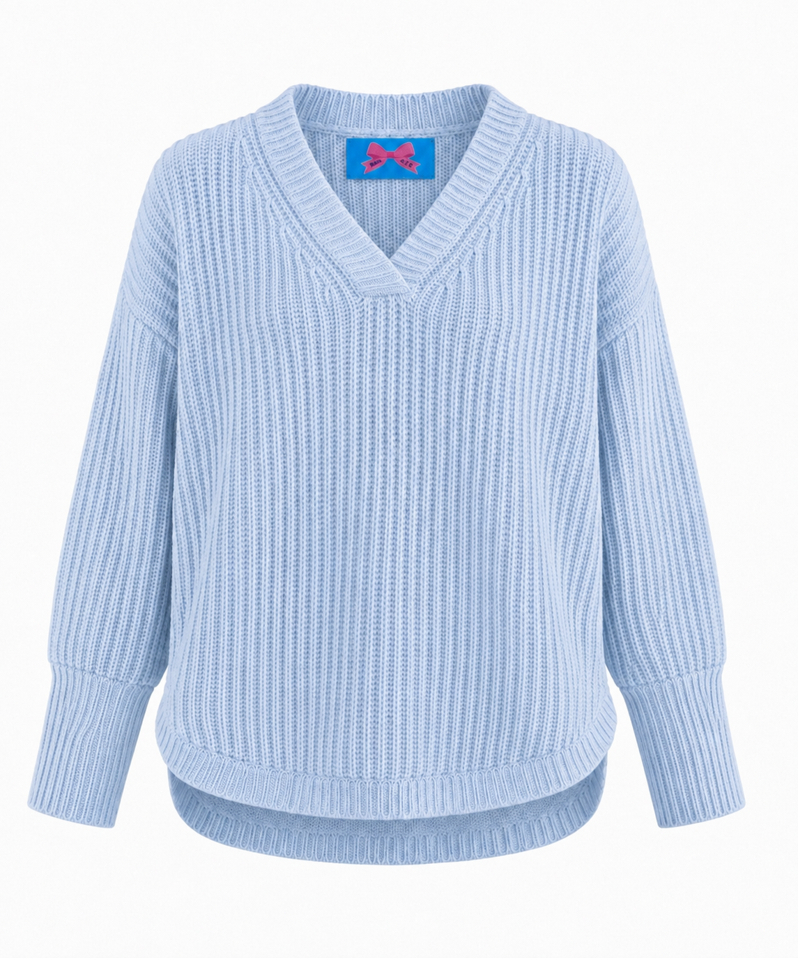 Oversized Cashmere-Pullover mit V-Neck und abgerundetem Saum