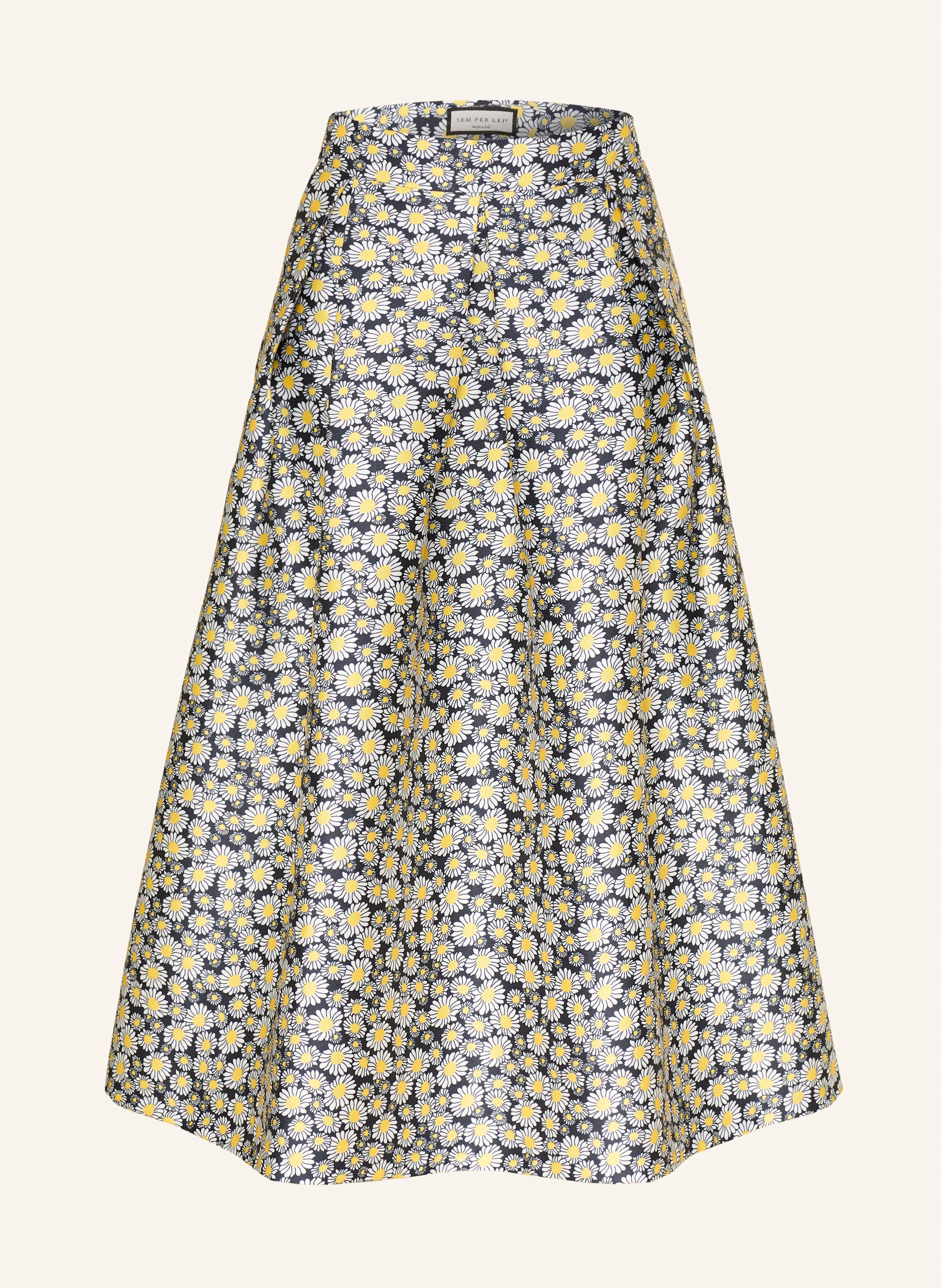 Taftrock mit Taschen "Margeriten" marineblau