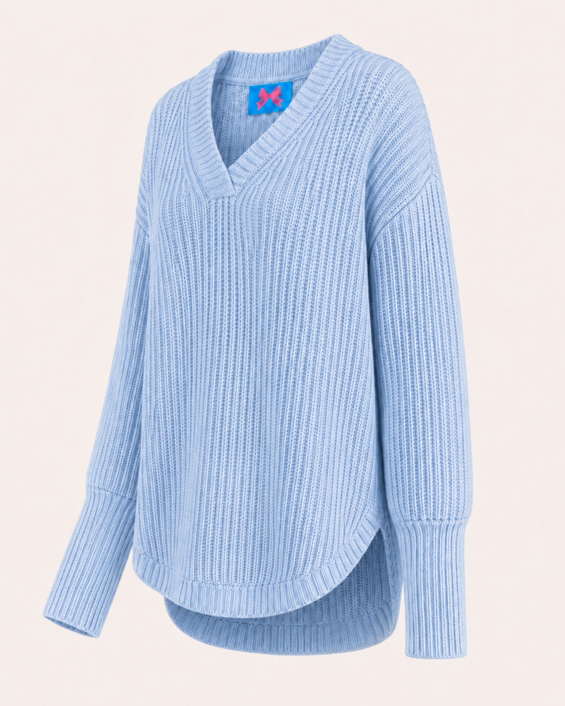 Oversized Cashmere-Pullover mit V-Neck und abgerundetem Saum