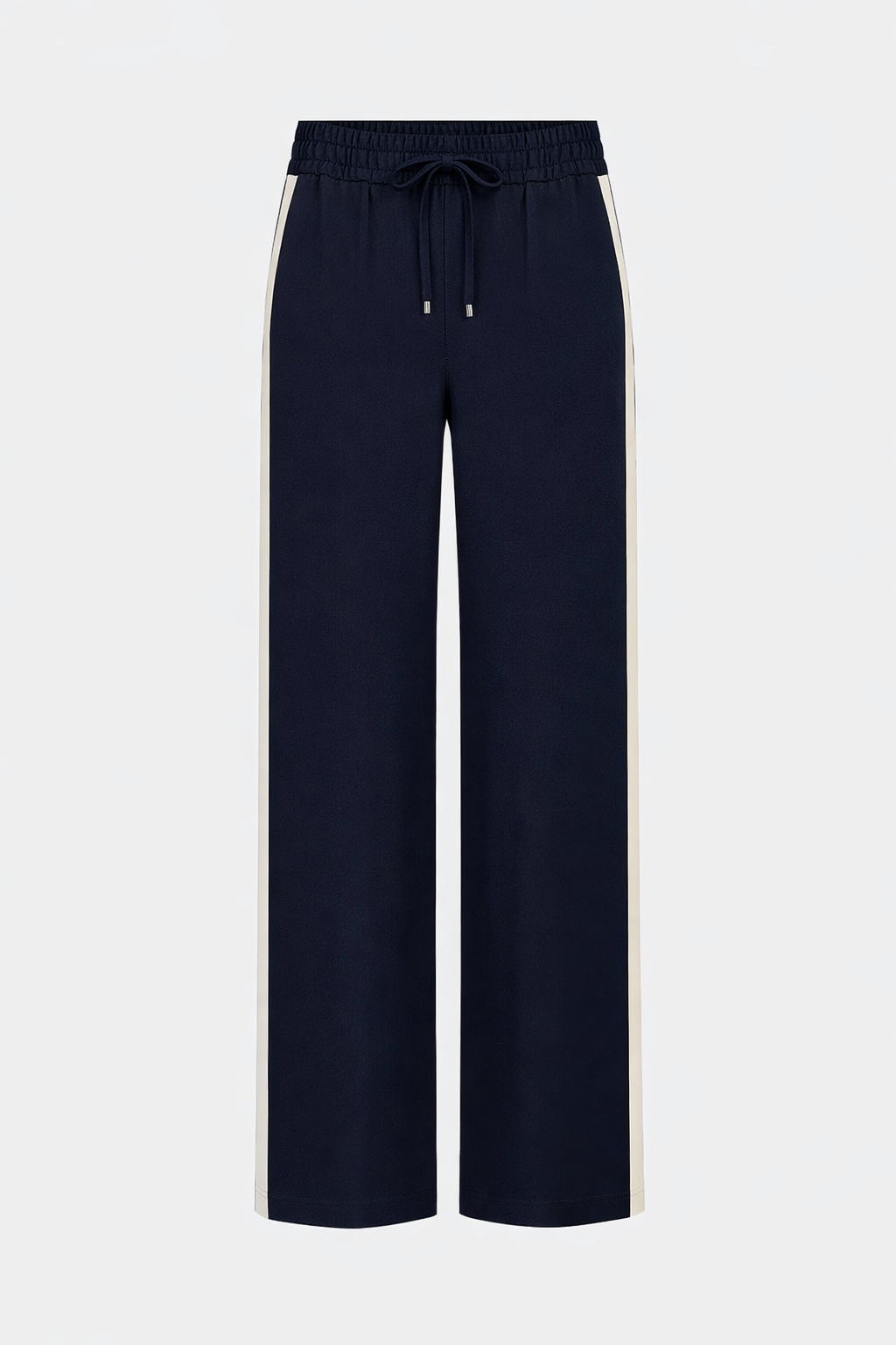Fließende Palazzo-Hose mit Galonstreifen marine/ecru