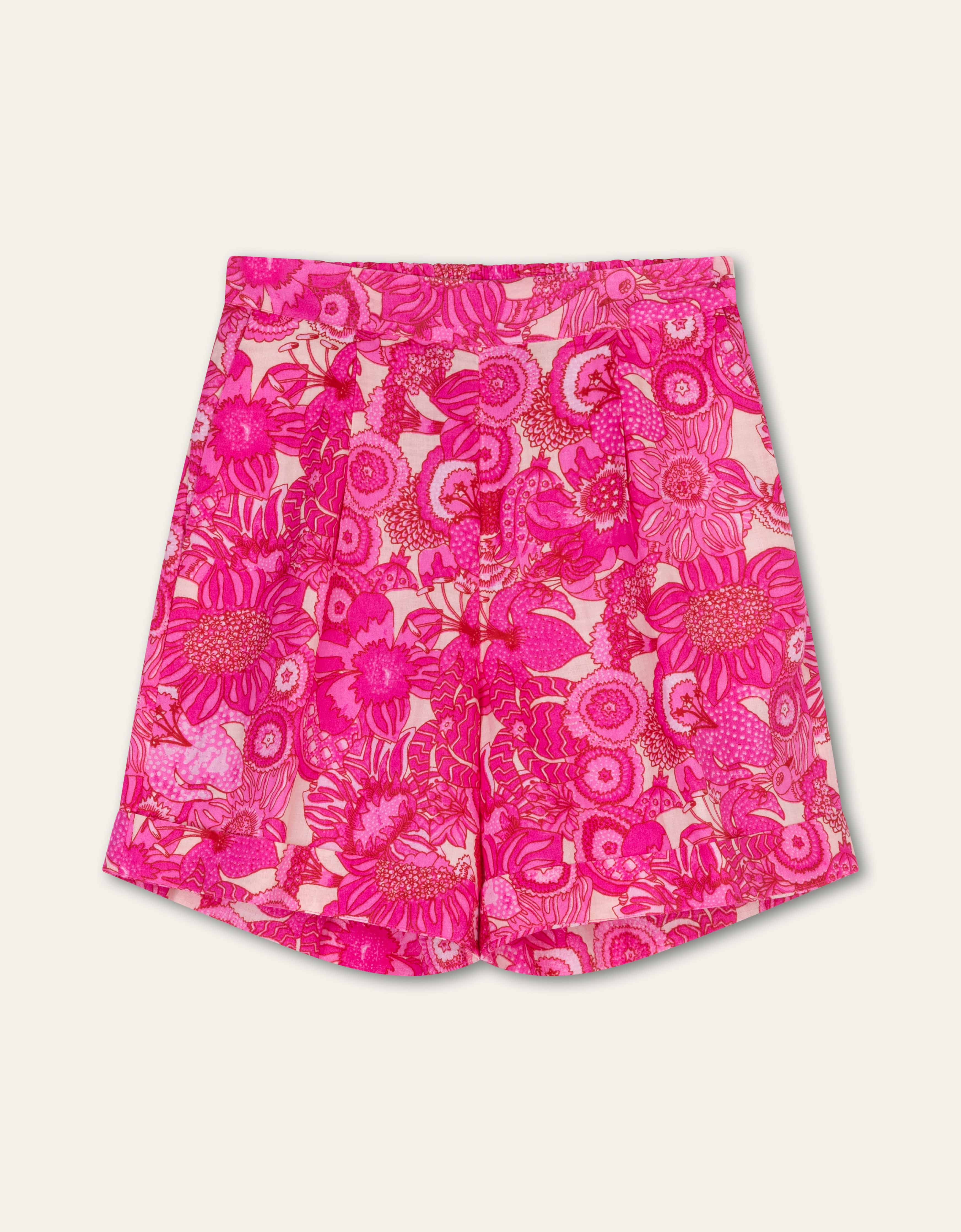 OILILY Leinenshorts PINK FLOWER GARDEN