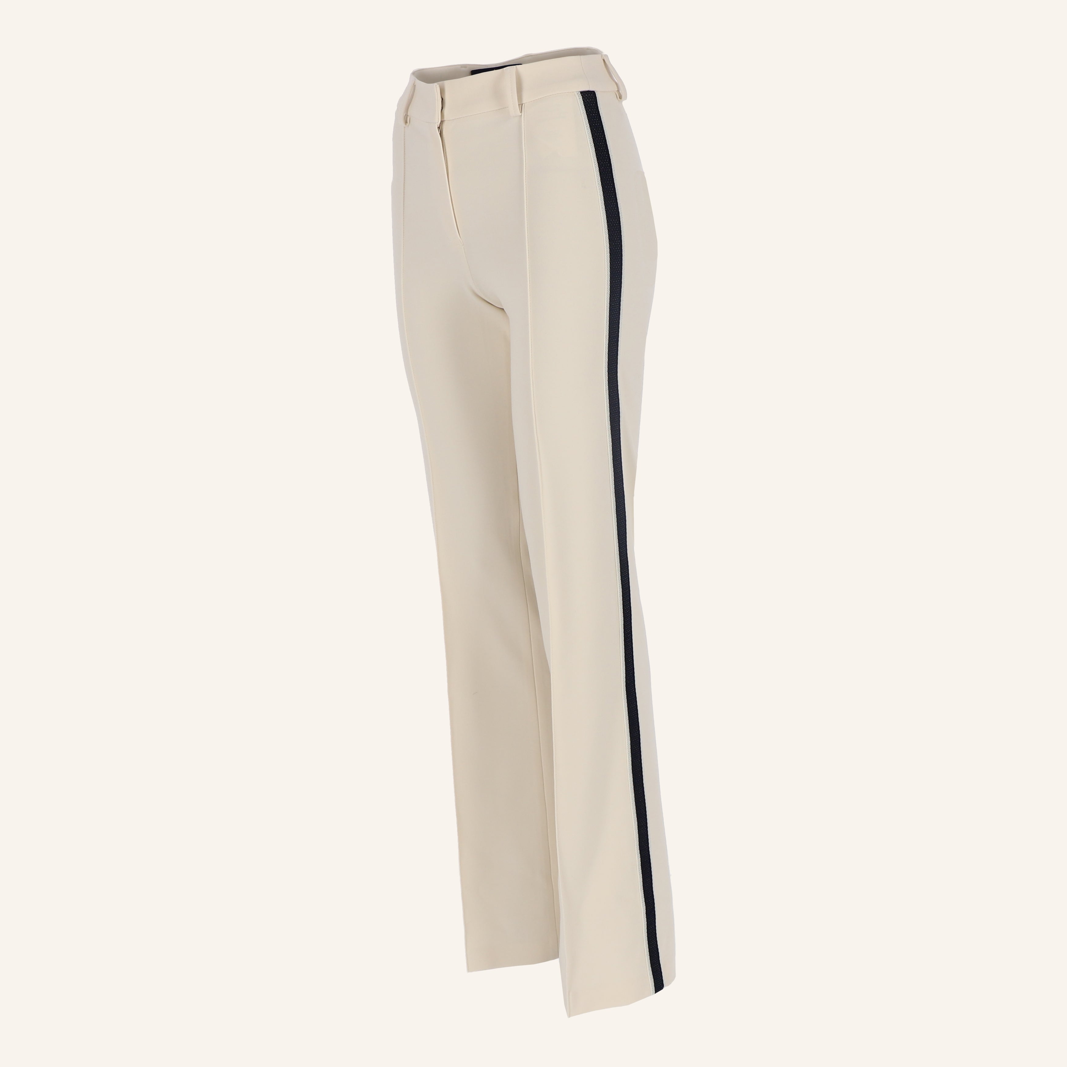 Kick-flared Pants IVY ecru & marine mit Galonstreifen