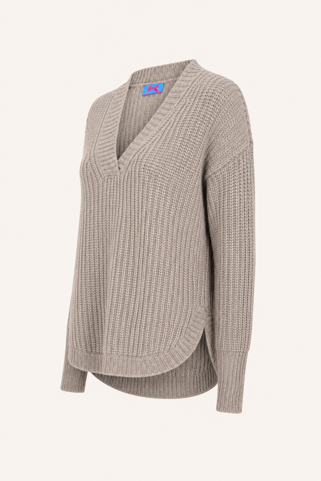 Oversized Cashmere-Pullover mit V-Neck und abgerundetem Saum