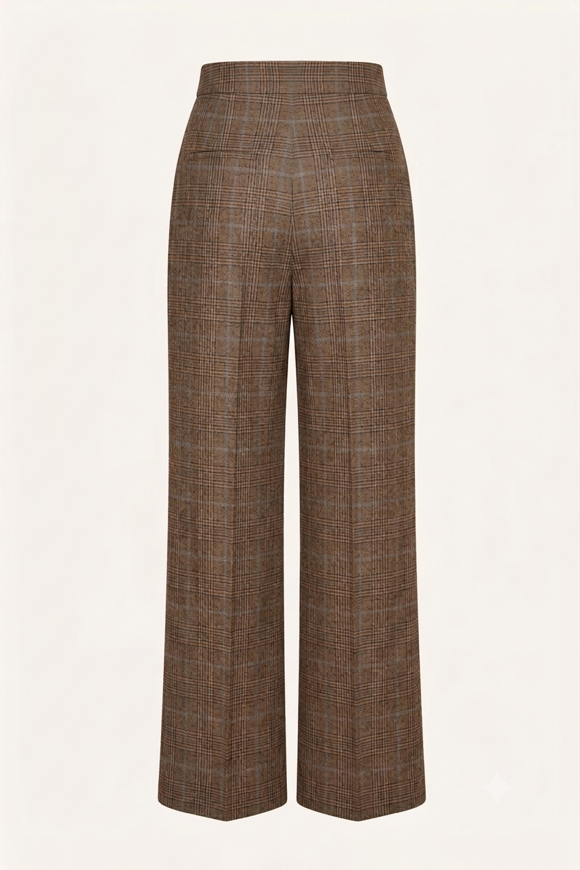 High-Waist Karohose mit Asymmetrischer Wickeloptik
