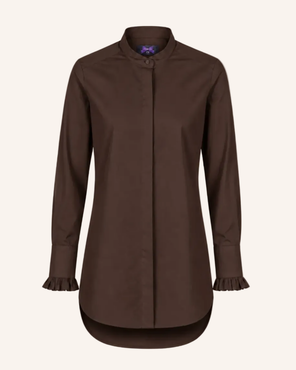 Stretch-Longbluse mit raffiniertem Bubikragen und Manschetten