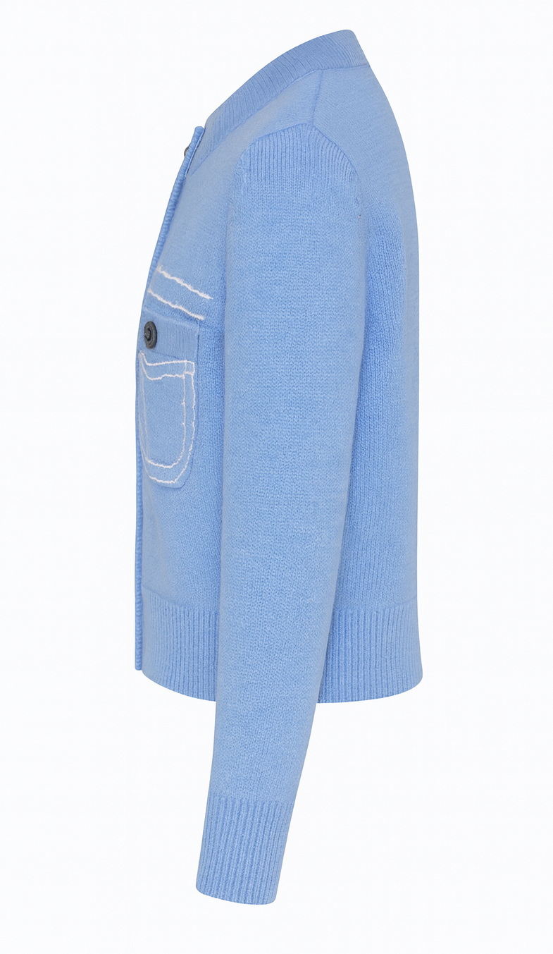 Maritimer Cardigan – Luxuriöser Merino-Cashmere-Mix
